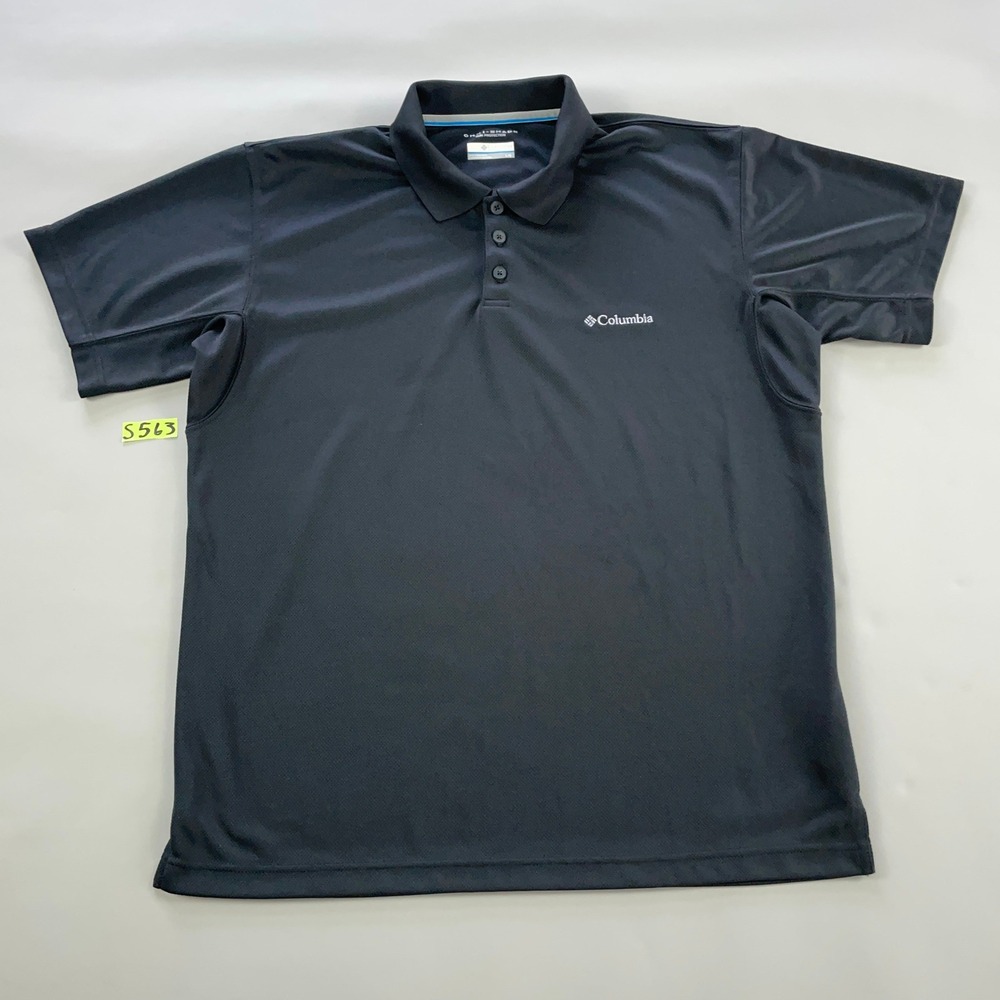 Columbia Mens Omni-Shade Sun Protection Polo Shirt Black Size Large Short Sleeve